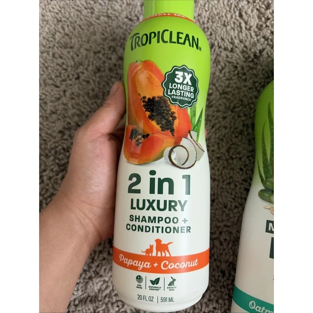Tropiclean Dog Grooming Kit,Papaya+coconut Shampoo & conditioner, All Purpose Wi